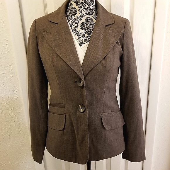 Merona Brown Pinstriped Blazer/Suit Jacket - Picture 3 of 4